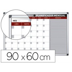 Planning magnetico bi-office mensal lacado moldura em aluminio 90x60 cm