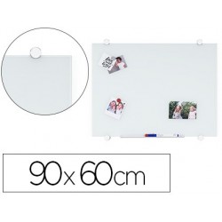 Quadro branco q-connect vidro magnetico moldura em aluminio 90x60 cm