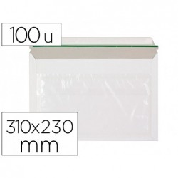 Envelope autoadesivo q-connectporta documentos 246x330 mm janela transparente pack de 100 unidades