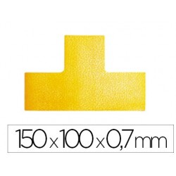 Simbolo adesivo durable pvc forma t para delimitacao de chao amarelo 150x100x0