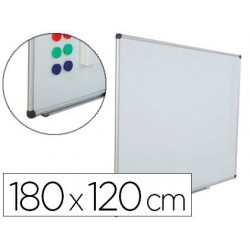 Quadro branco rocada aco vitrificado magnetico moldura aluminio e cantos pvc 180x120 cm inclui bandeja para marcador